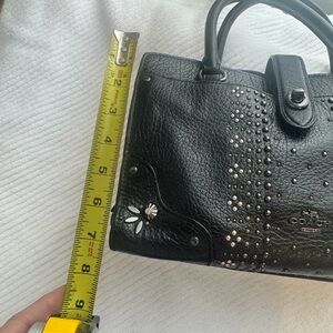 Coach Black Leather Satchel with Studded Design